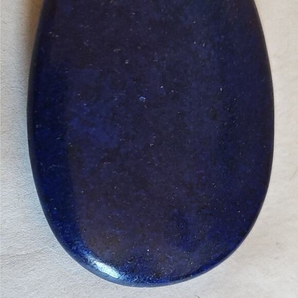 Natural Blue Lapis Beaded Teardrop Stone Necklace 15 inch Silver Accents - Picture 6 of 10